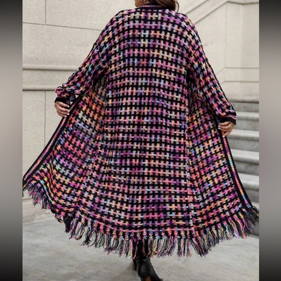 Boho Tassel Fringe Knit Sweater Cardigan Pink - Picture 5 of 13